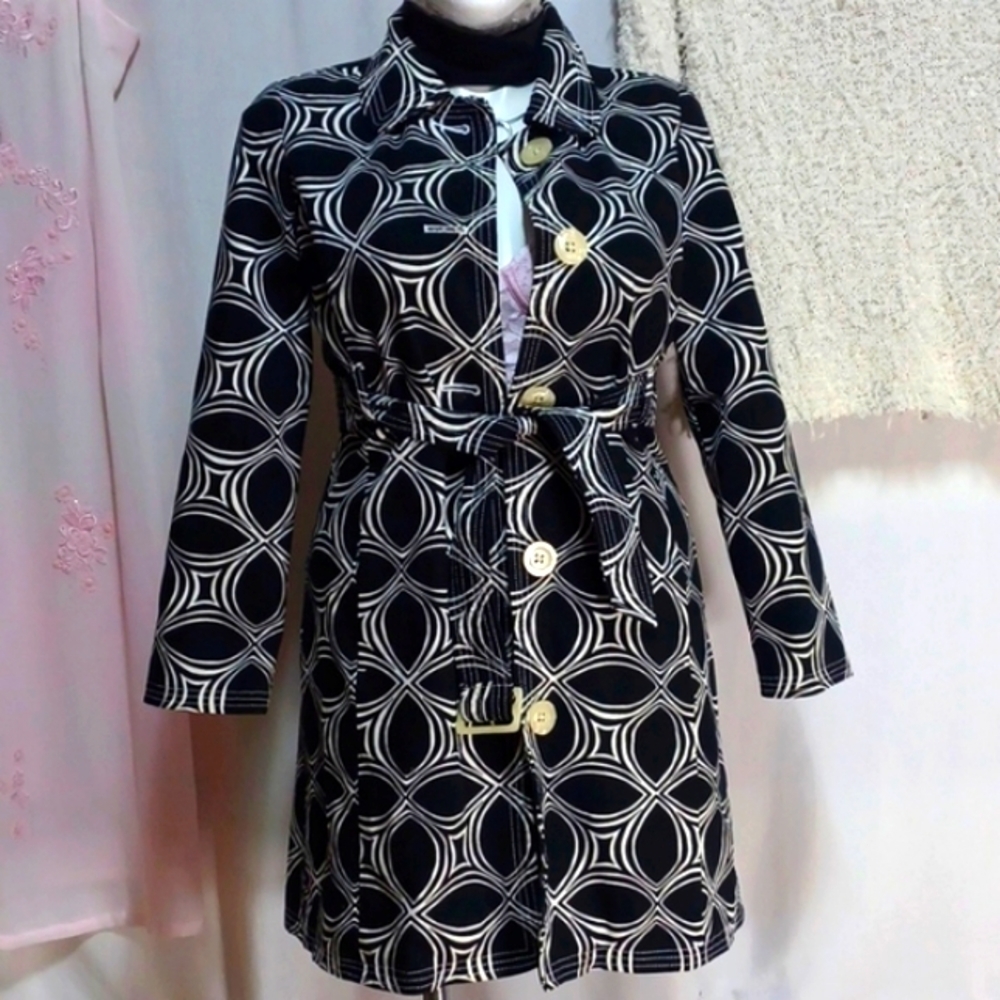 Banana Republic coat black and white cotton size medium